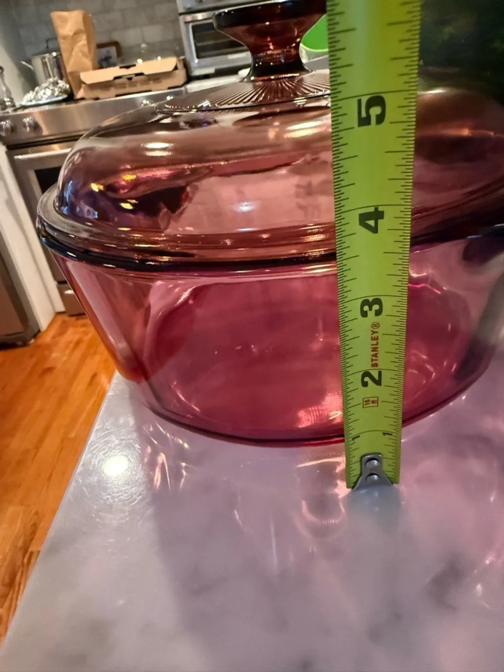 Vintage Corning Visions Cranberry Dutch Oven with two matching Pyrex lids 1.5L